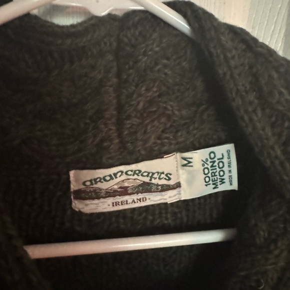 Aran Crafts Ireland Dark Gray Side Zip 100% Wool Sweater - Picture 5 of 13